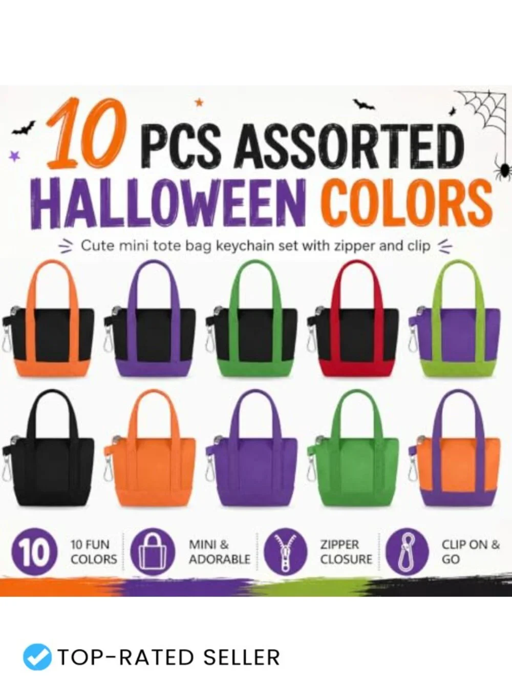 Mini Tote Bag Keychain Zipper Pouch Polyester Cosmetic Organizer Gift